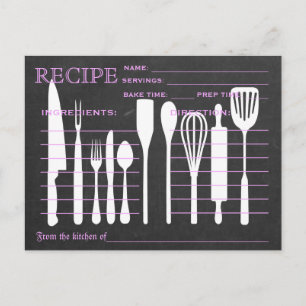 Black Chalkboard Retro Recipe Card Kitchen Tools