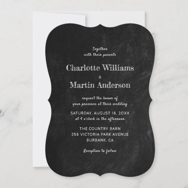 Black Chalkboard Rustic Country Wedding Invitation (Front)