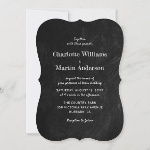 Black Chalkboard Rustic Country Wedding Invitation