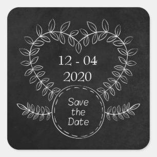 Black Chalkboard Save The Date Wedding / Event Square Sticker