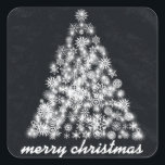 Black Chalkboard Sparkly Christmas Snowflake Tree Square Sticker<br><div class="desc">This is Holiday Black Chalkboard Christmas Snowflake Tree Sticker. You can easily to customise,  simply add the personalised text of your choosing. Click on the "Customise It" button for more personalisation options.</div>
