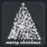 Black Chalkboard Sparkly Christmas Snowflake Tree Square Sticker<br><div class="desc">This is Holiday Black Chalkboard Christmas Snowflake Tree Sticker. You can easily to customise,  simply add the personalised text of your choosing. Click on the "Customise It" button for more personalisation options.</div>