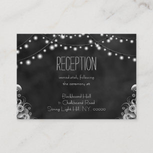 Black Chalkboard String Lights Reception Enclosure Card