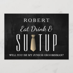 Black Chalkboard Suit-up Will you be my groomsman Invitation