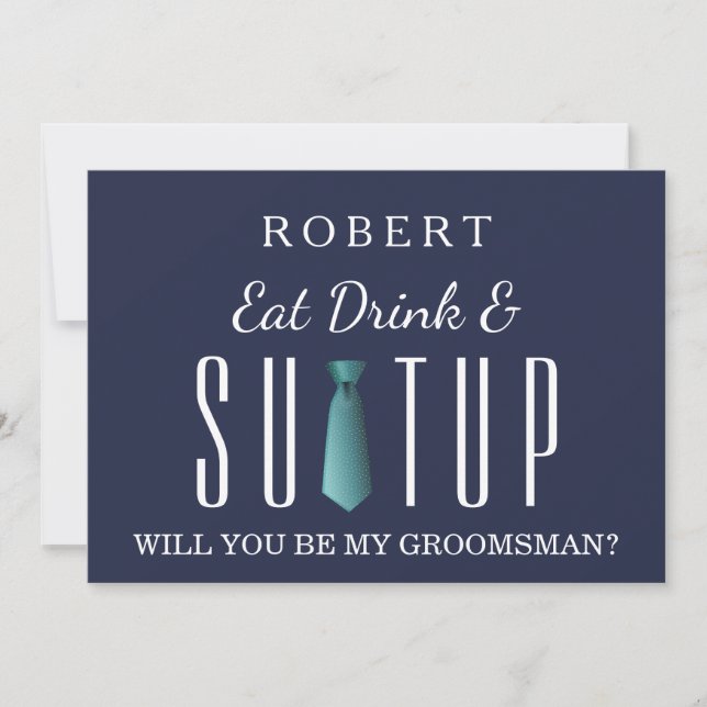 Black Chalkboard Suit-up Will you be my groomsman Invitation (Front)