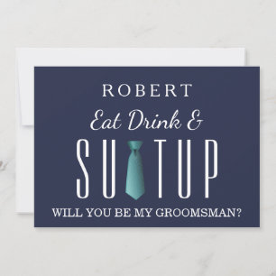 Black Chalkboard Suit-up Will you be my groomsman Invitation