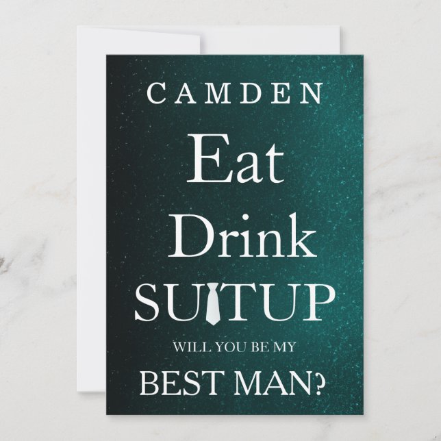 Black Chalkboard Suitup Will you be my Bestman Invitation (Front)