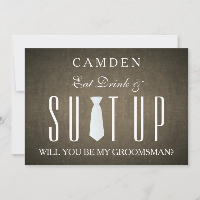 Black Chalkboard Suitup Will you be my groomsman Invitation (Front)