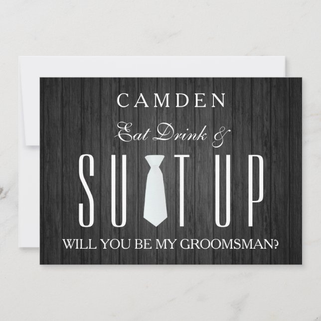 Black Chalkboard Suitup Will you be my groomsman Invitation (Front)