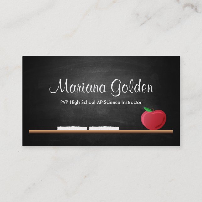 Black Chalkboard Teacher's Business Card (Front)