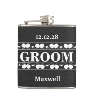 Black Chalkboard The Groomsman Wedding Hip Flask