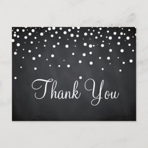 Black Chalkboard Trendy Gold Glitter Thank You Postcard