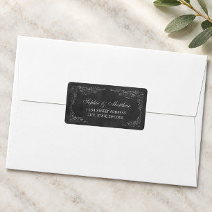 Black Chalkboard Vineyard Wedding Address Label