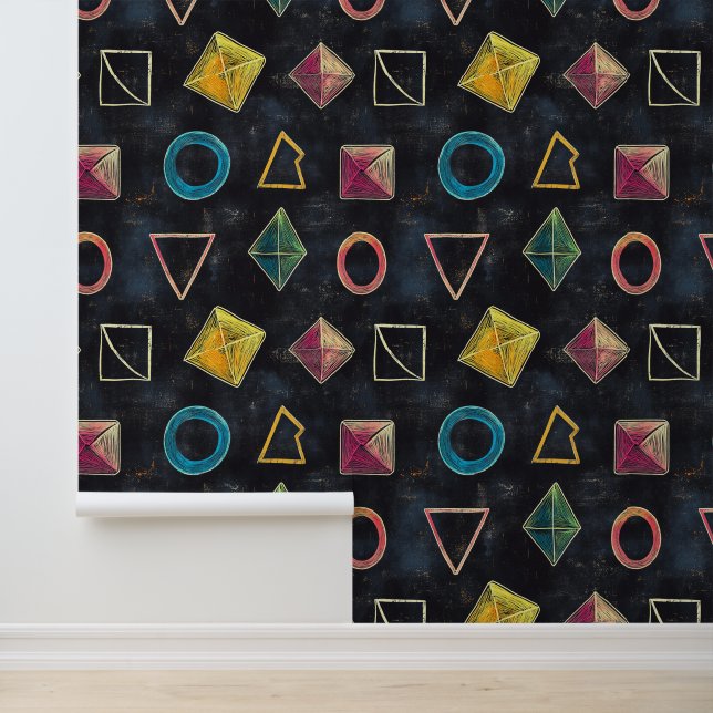 Black chalkboard wallpaper with geometric shapes (Application)