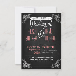 Black chalkboard wedding invitation
