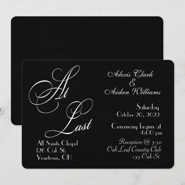 black chalkboard wedding invite (Front/Back)