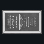 Black Chalkboard Wedding Monogram Wine Bottle Rectangular Sticker<br><div class="desc">Perfect for vineyard weddings or wine bottle favours,  these elegant vintage flourished style labels feature a custom wedding monogram with bride and groom's names,  the wedding date,  type of wine,  and thank you message that can be completely personalised.  Black chalkboard with white chalk textured look.</div>