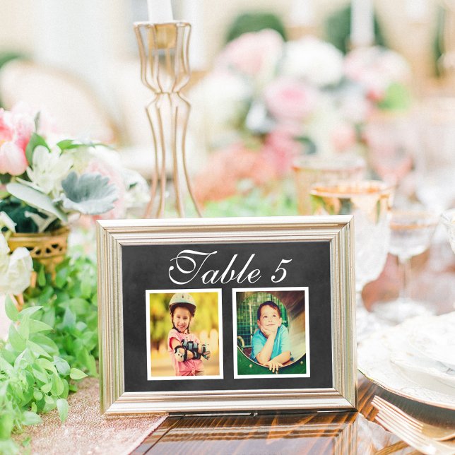 Black Chalkboard Wedding Photo Table Number (Creator Uploaded)