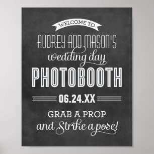 Black Chalkboard Wedding Photobooth Welcome Poster