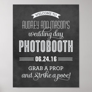 Black Chalkboard Wedding Photobooth Welcome Poster