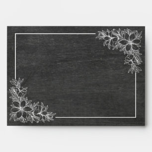 Black Chalkboard White Floral Gold Glitter Wedding Envelopes