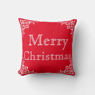 Black Chalkboard White Swirl Merry Christmas Cushion