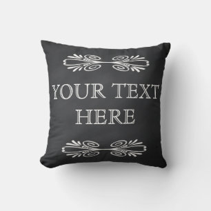 Black Chalkboard White Swirl Merry Christmas Cushion