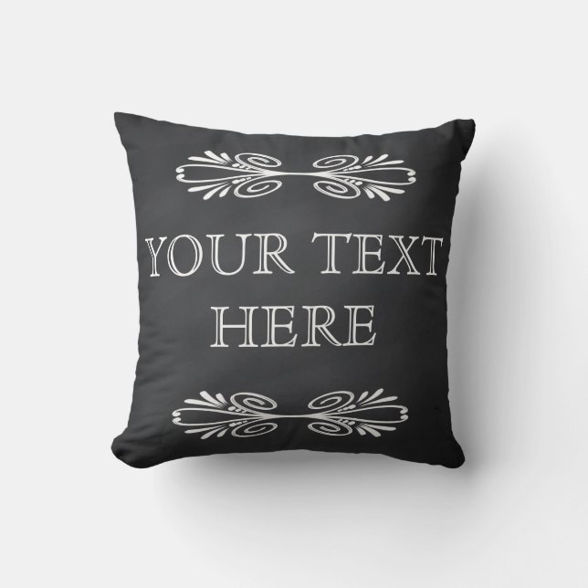 Black Chalkboard White Swirl Merry Christmas Cushion (Front)