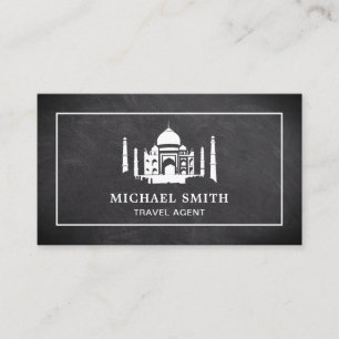 Black Chalkboard White Taj Mahal Travel Agent Business Card