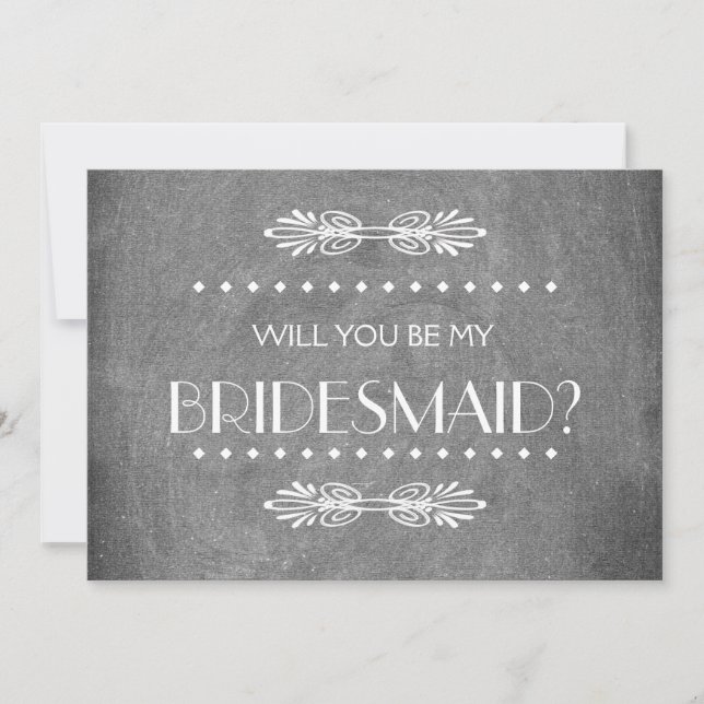 Black ChalkBoard Will you be my Bridesmaid Invitation (Front)