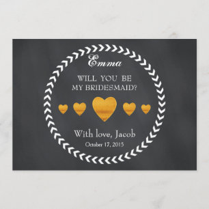 Black Chalkboard Will You Be My Bridesmaid Invitation