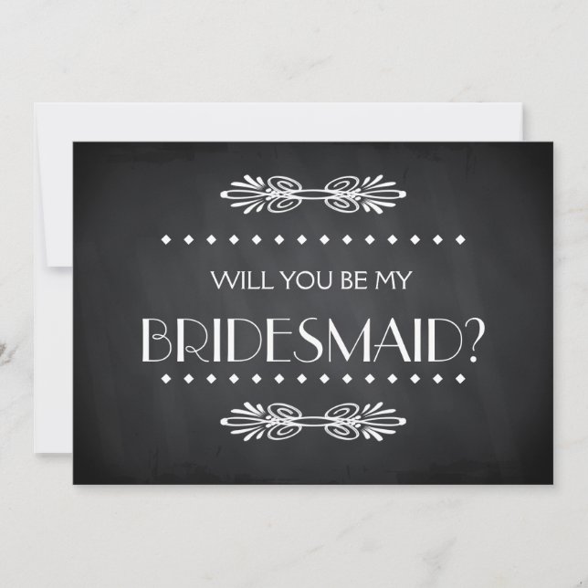 Black ChalkBoard Will you be my Bridesmaid Invitation (Front)