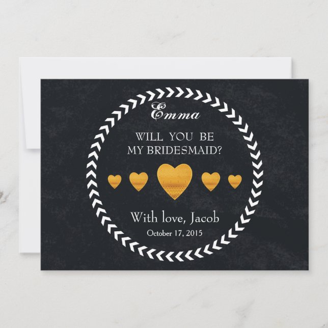 Black Chalkboard Will You Be My Bridesmaid Invitation (Front)