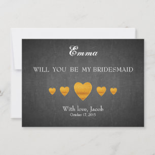 Black Chalkboard Will You Be My Bridesmaid Invitation