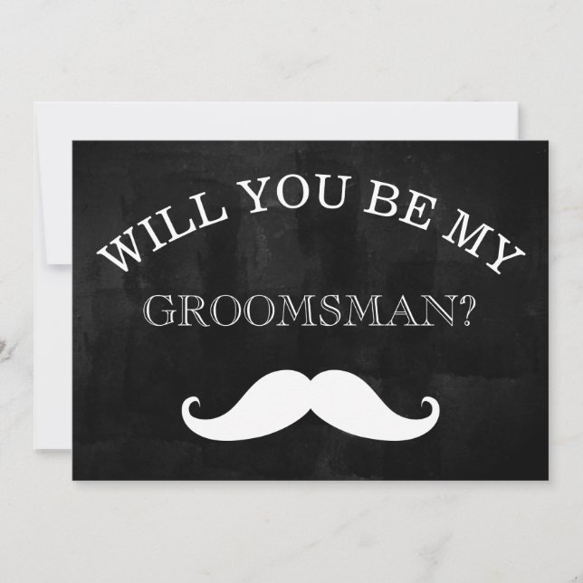 Black Chalkboard Will You Be My Groomsman Invitation (Front)