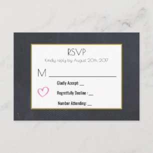 Black Chalkboard with a Pink Heart RSVP Card