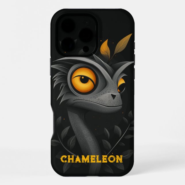 Black Chameleon Personalised iPhone Case (Back)