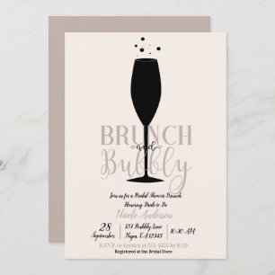 Black Champagne Glass Brunch Bubbly Bridal Brunch Invitation