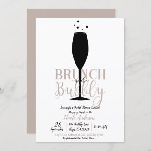 Black Champagne Glass Brunch Bubbly Bridal Brunch Invitation