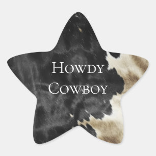 Black Champagne Gold Cowboy Cowgirl Cowhide   Star Sticker