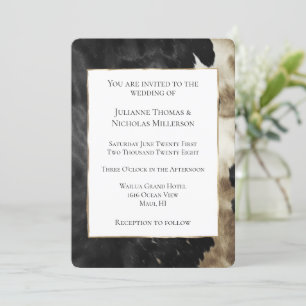 Black Champagne Gold Cowhide Wedding Invitation