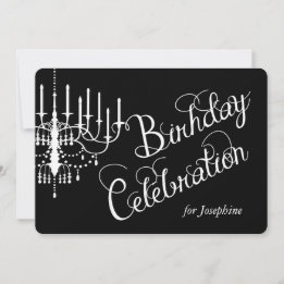 Black Chandelier Elegant Custom Birthday Invite