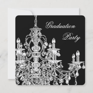 Black Chandelier Graduation Party Invitation