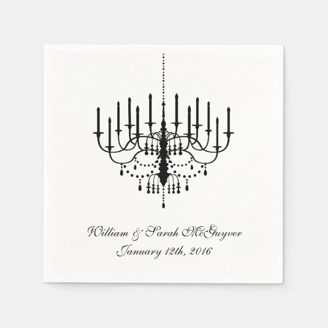 Black Chandelier Wedding Paper  Napkins (Front)