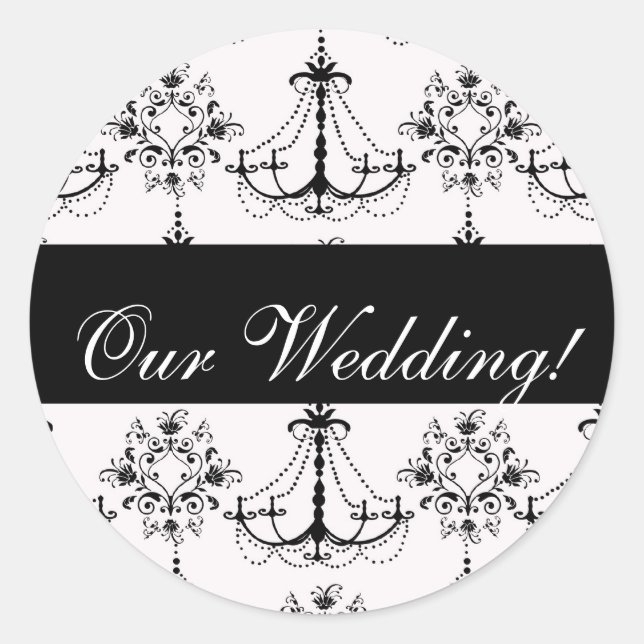 Black Chandelier Wedding Sticker (Front)