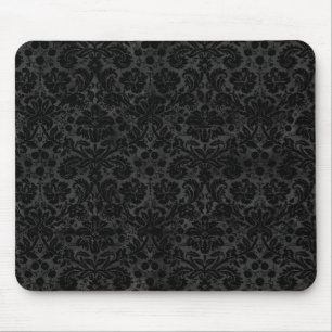 Black Charcoal Damask Mouse Mat
