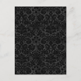Black Charcoal Damask Postcard