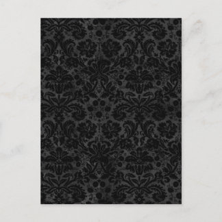Black Charcoal Damask Postcard