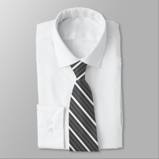 Black Charcoal, Gray And White Diagonal Stripes Tie