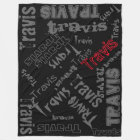 Black, Charcoal Grey and Red Blanket Name Collage